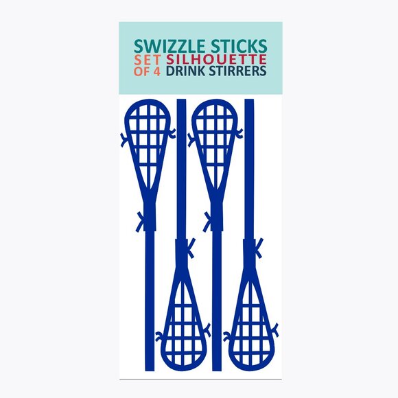 Tandem for Two Other - Lacrosse Stick Lax Drink Swizzle Sticks Exclusive Design Set of 4 NEW NWT